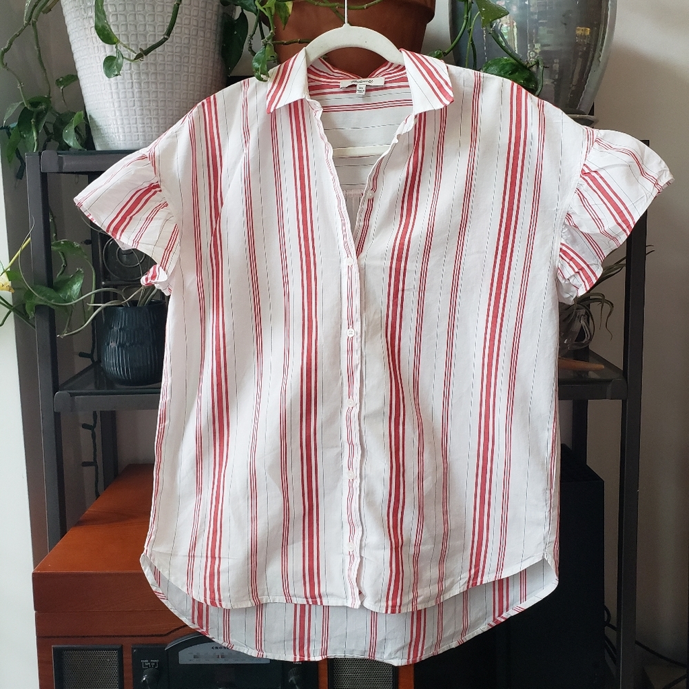 Madewell button-down short sleeve striped top